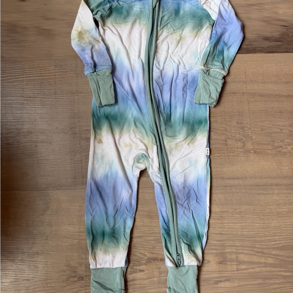 Little Sleepies Zippy Tie-Dye One-Piece Footie Pajamas - Green/Blue
